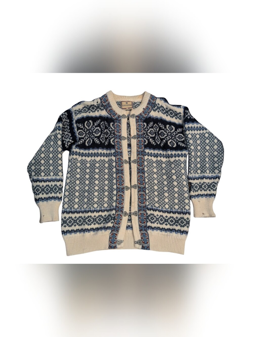 DALE OF NORWAY Traditional Nordic Wool Cardigan Sweater - *FLAWS* Y2K